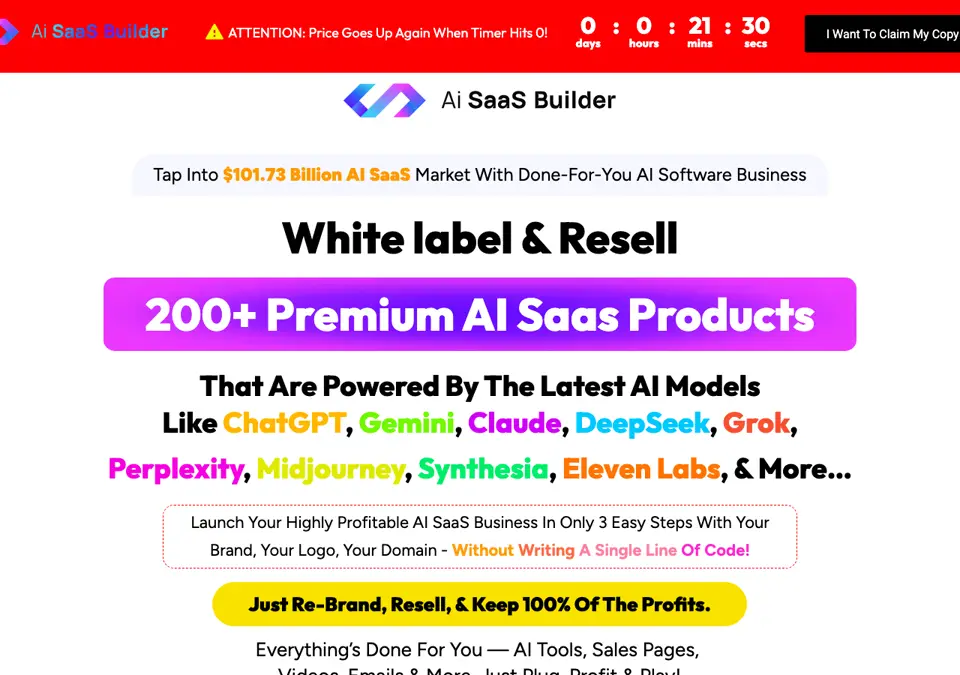 AI SaaS Builder sales page