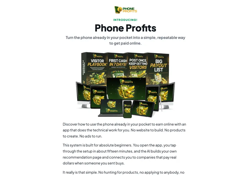 Phone Profits sales page