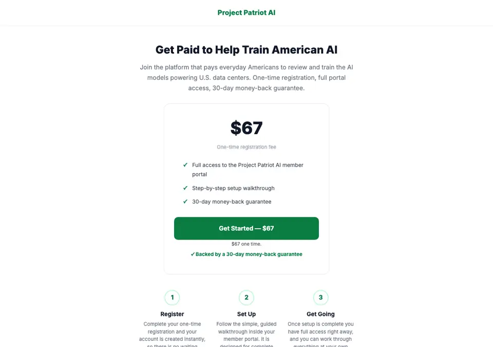 Project Patriot AI sales page